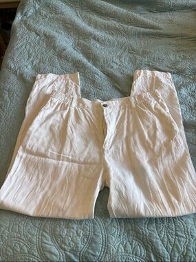 H&M White Elastic Waist Casual Pants